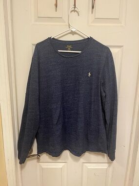 Polo by Ralph Lauren Heathered Navy Long-Sleeve Crewneck Shirt XL